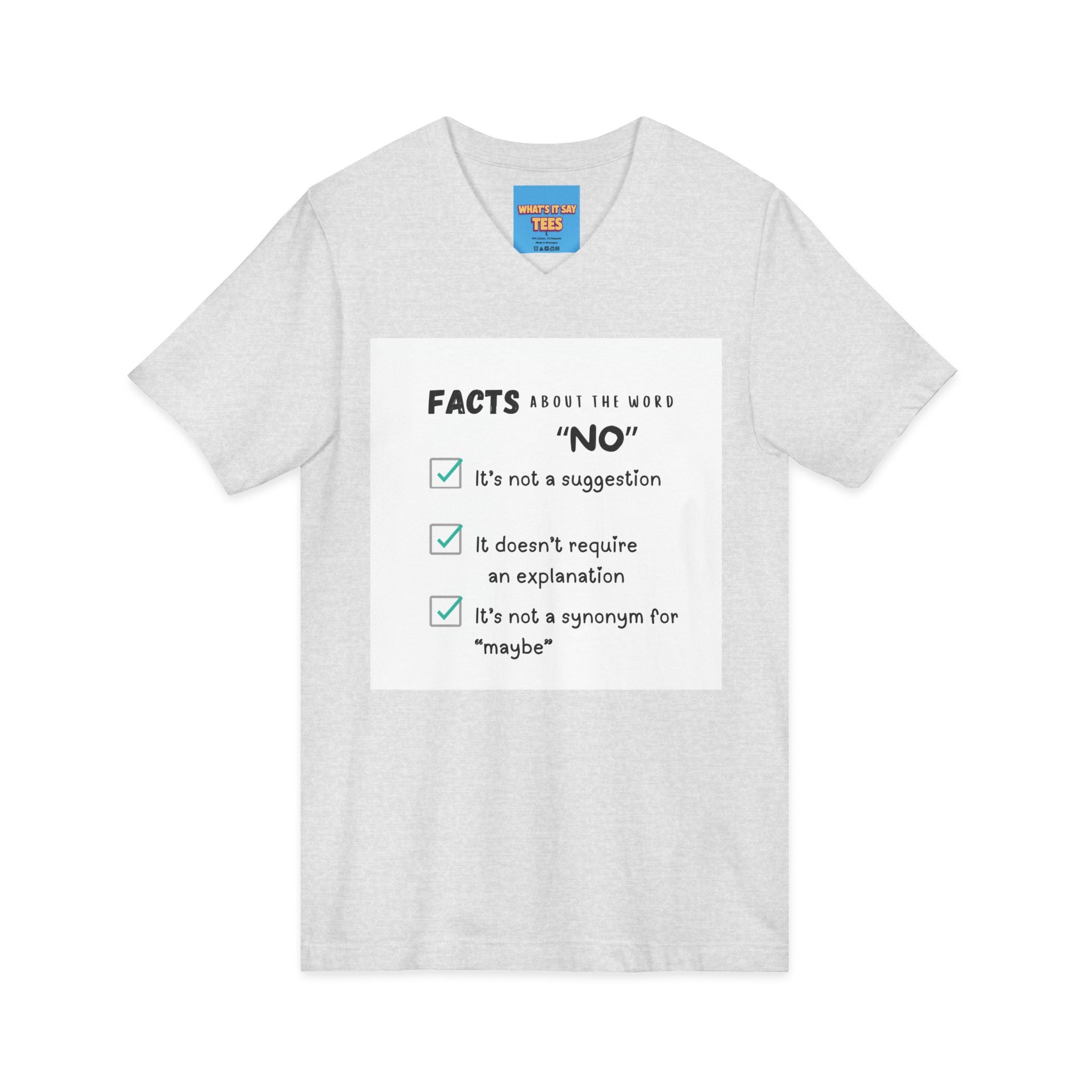Facts About the Word "No" V-Neck Tee