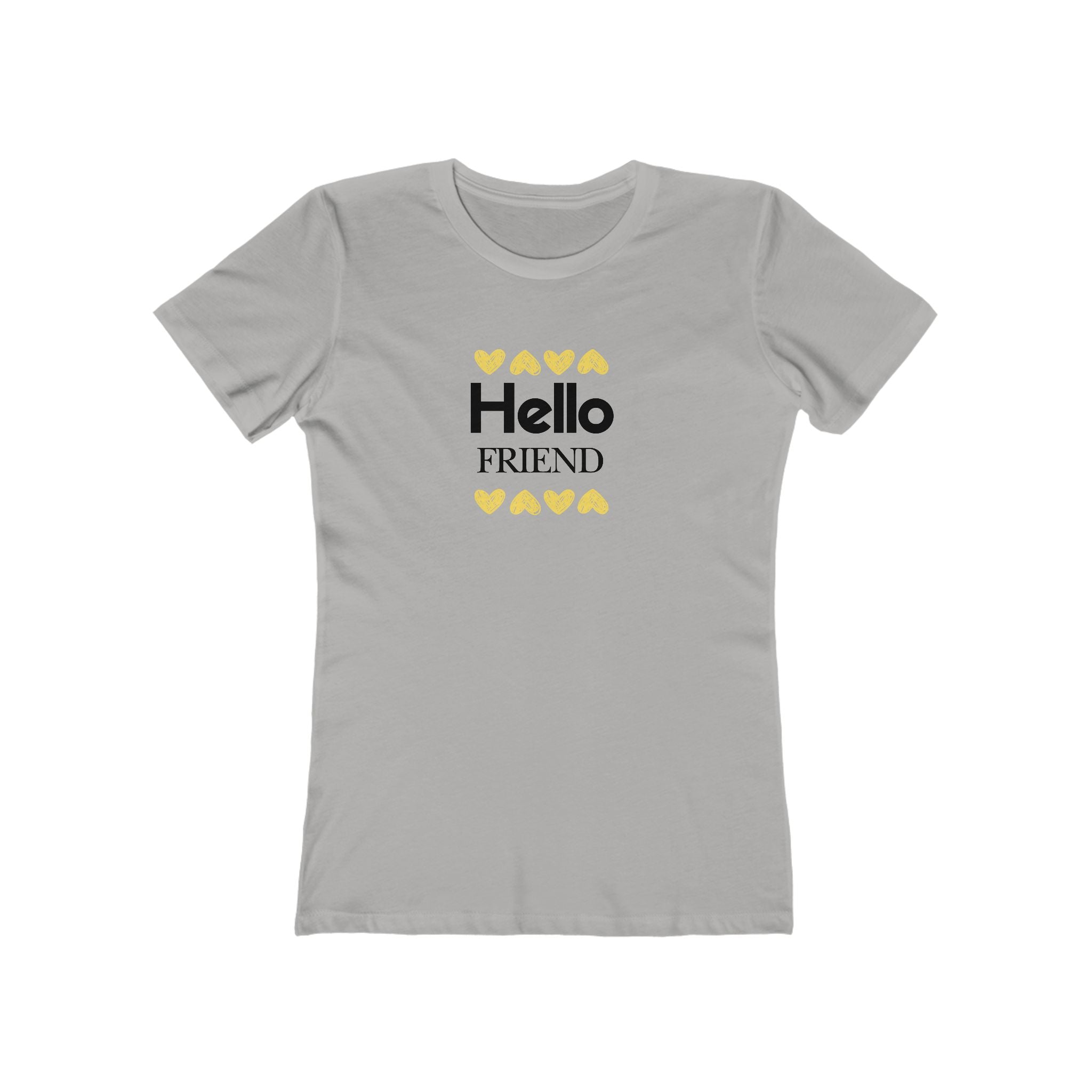 What's It Say Tees-Hello Friend T-Shirt — Women’s Casual Boyfriend Tee with Heart Accents