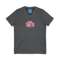 What's It Say Tees- No Thank You V-Neck Tee — Pink Retro Statement Shirt