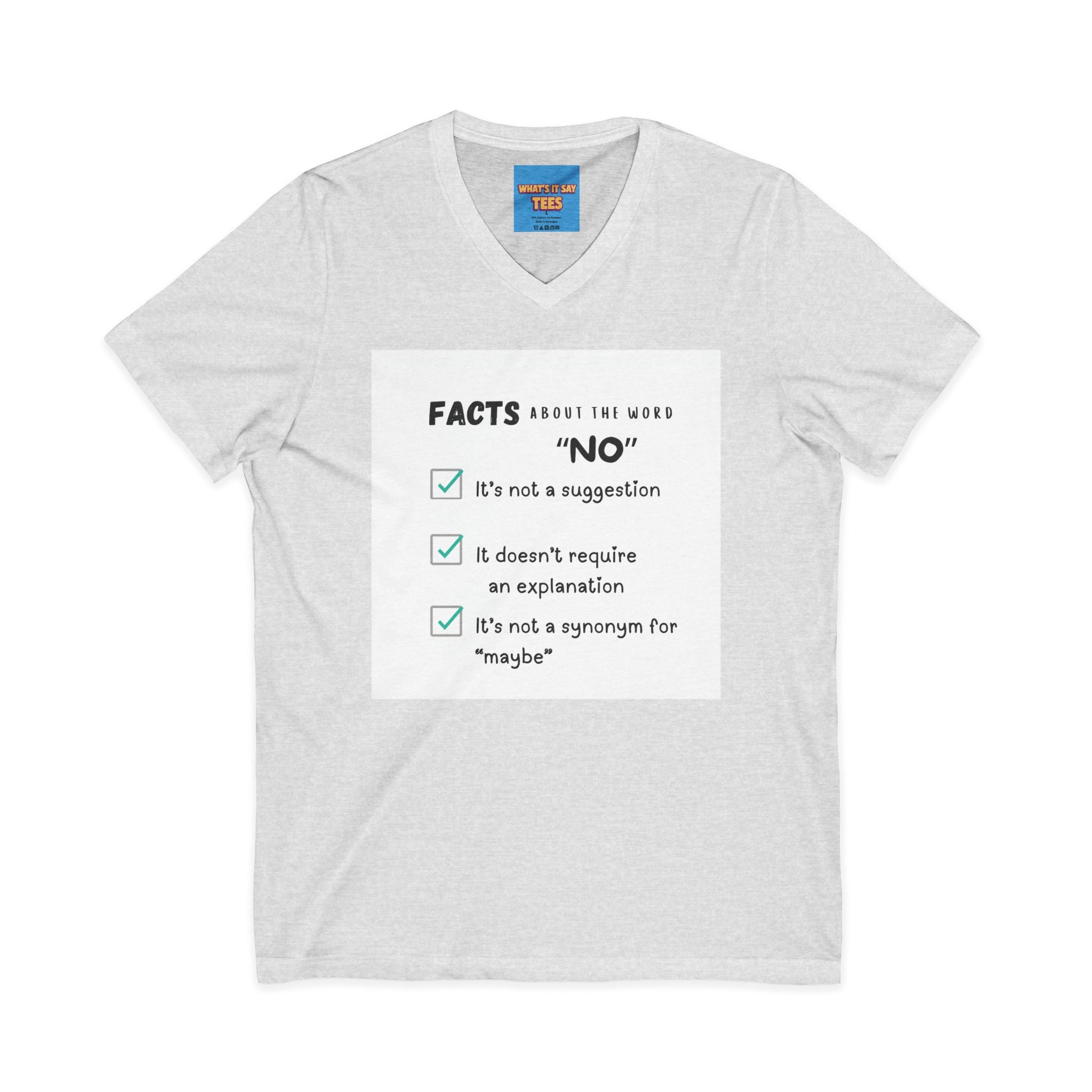 Facts About the Word "No" V-Neck Tee