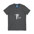 What's It Say Tees-V-Neck Tee | 'Too Much?' Minimal Script Graphic — Casual Everyday Shirt