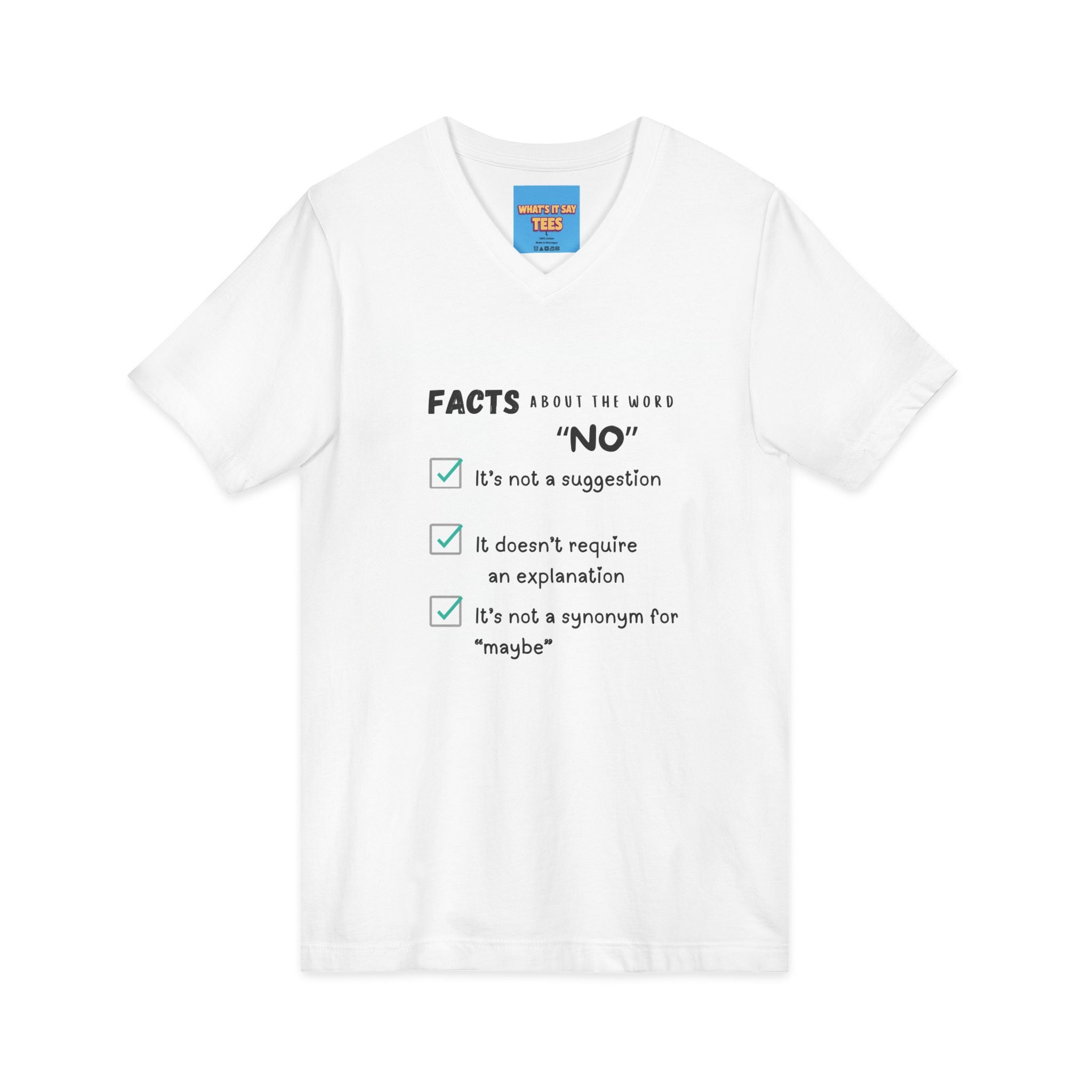 Facts About the Word "No" V-Neck Tee