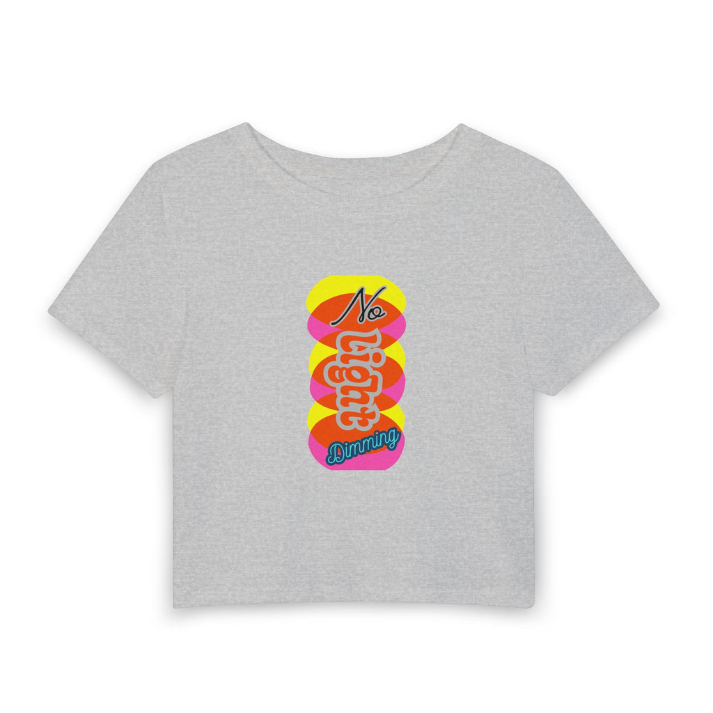 Baby Tee — 'No Lights, No Drama' Retro Neon Graphic Crop Top