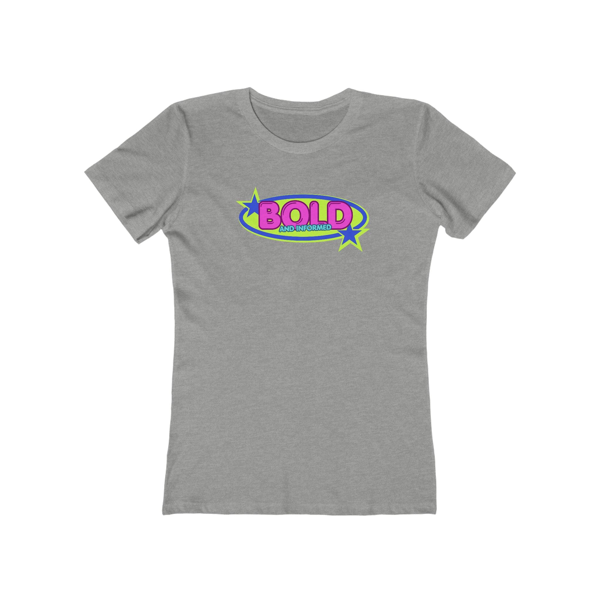 Bold Retro Graphic Boyfriend Tee for Women – 'BOLD' Neon Logo Casual Shirt