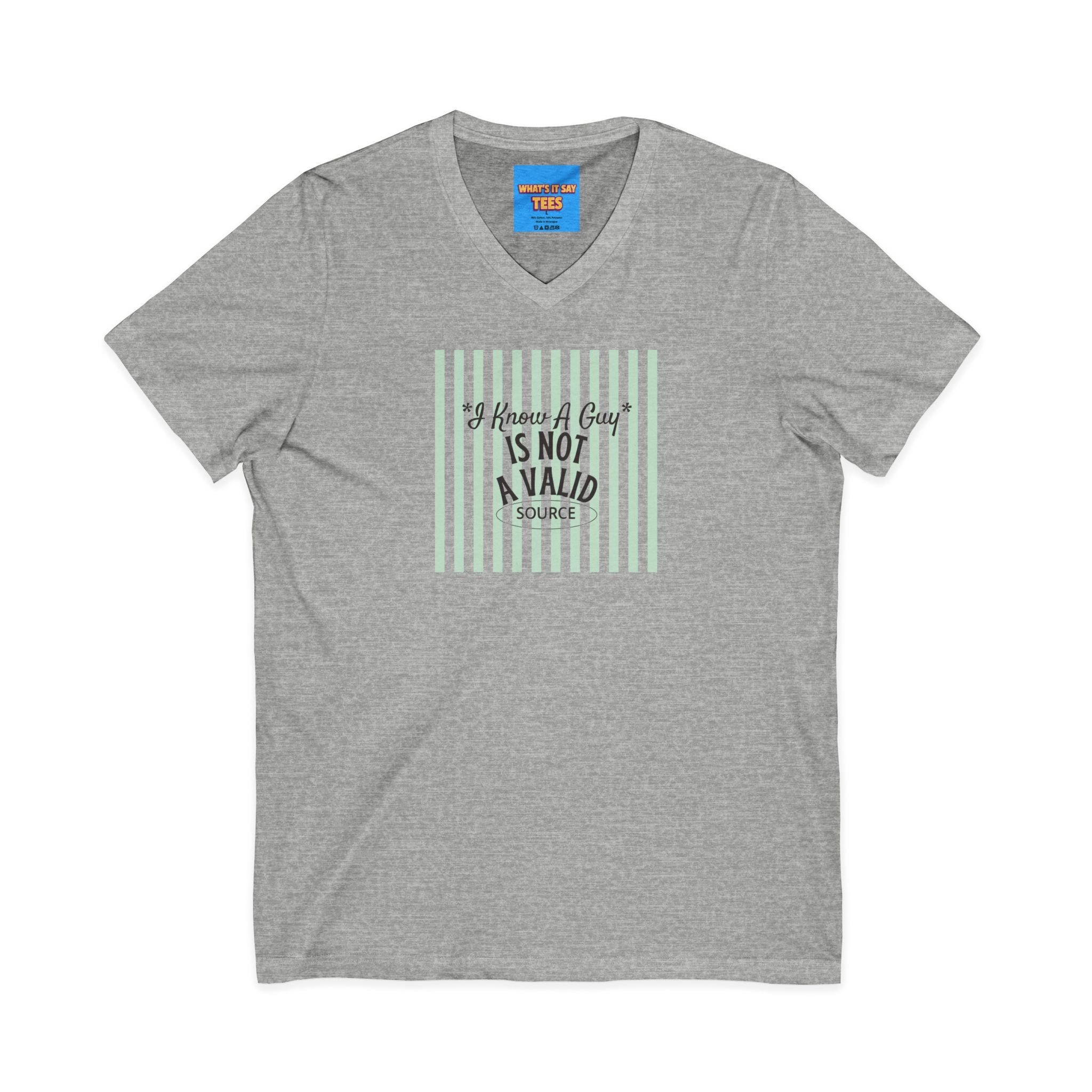What's It Say Tees— “I Know A Guy" Is Not a valid source” Retro Stripe Graphic