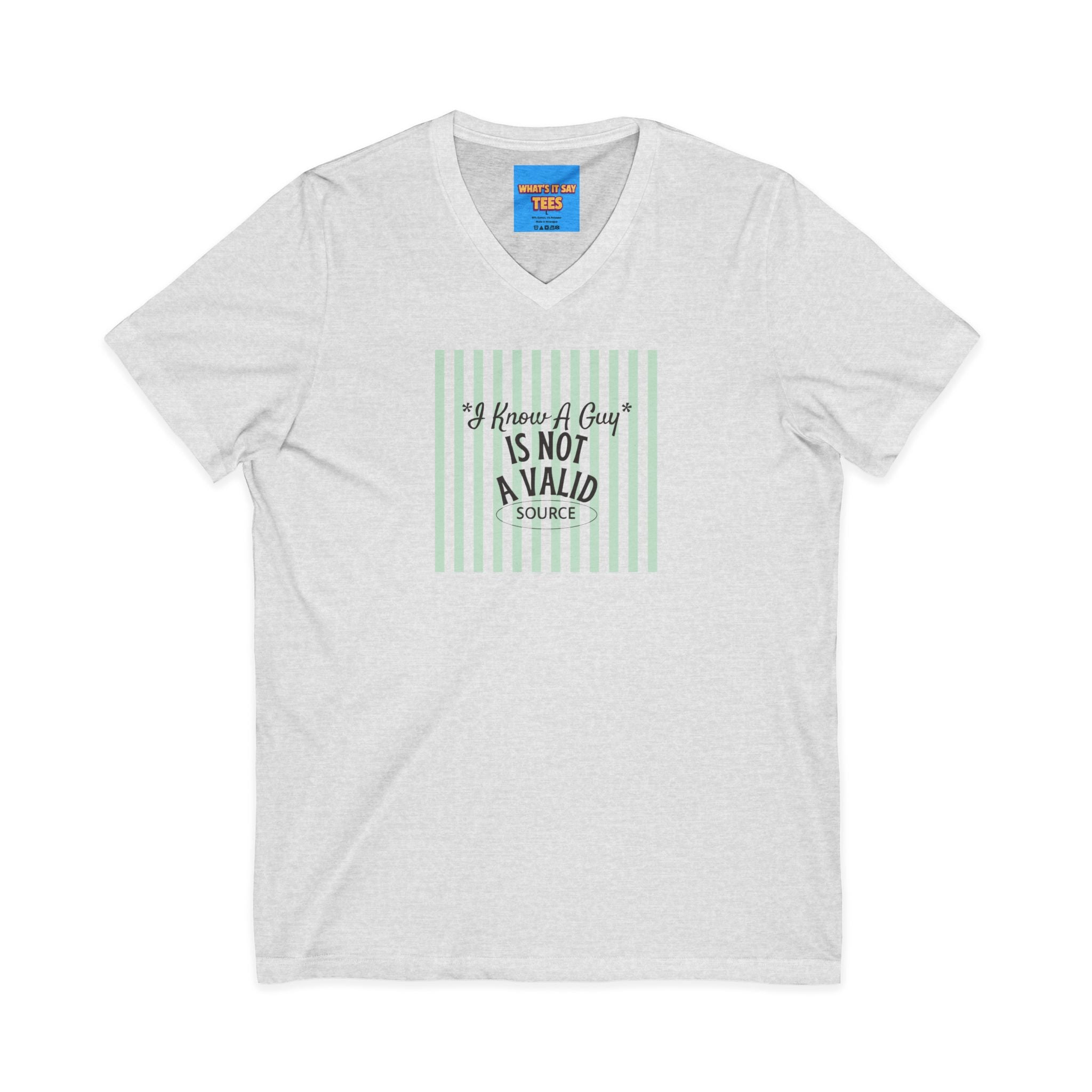 What's It Say Tees— “I Know A Guy" Is Not a valid source” Retro Stripe Graphic