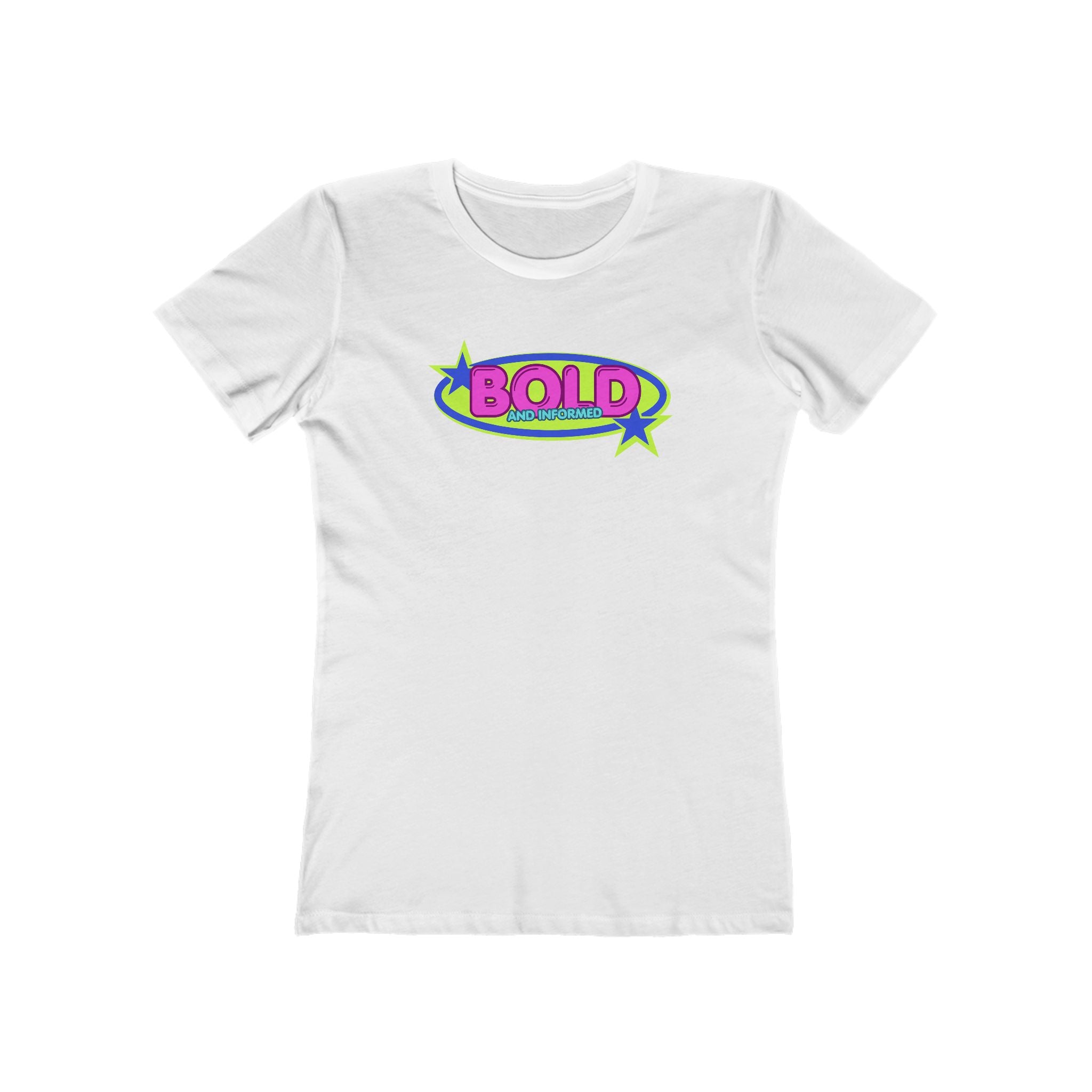 Bold Retro Graphic Boyfriend Tee for Women – 'BOLD' Neon Logo Casual Shirt