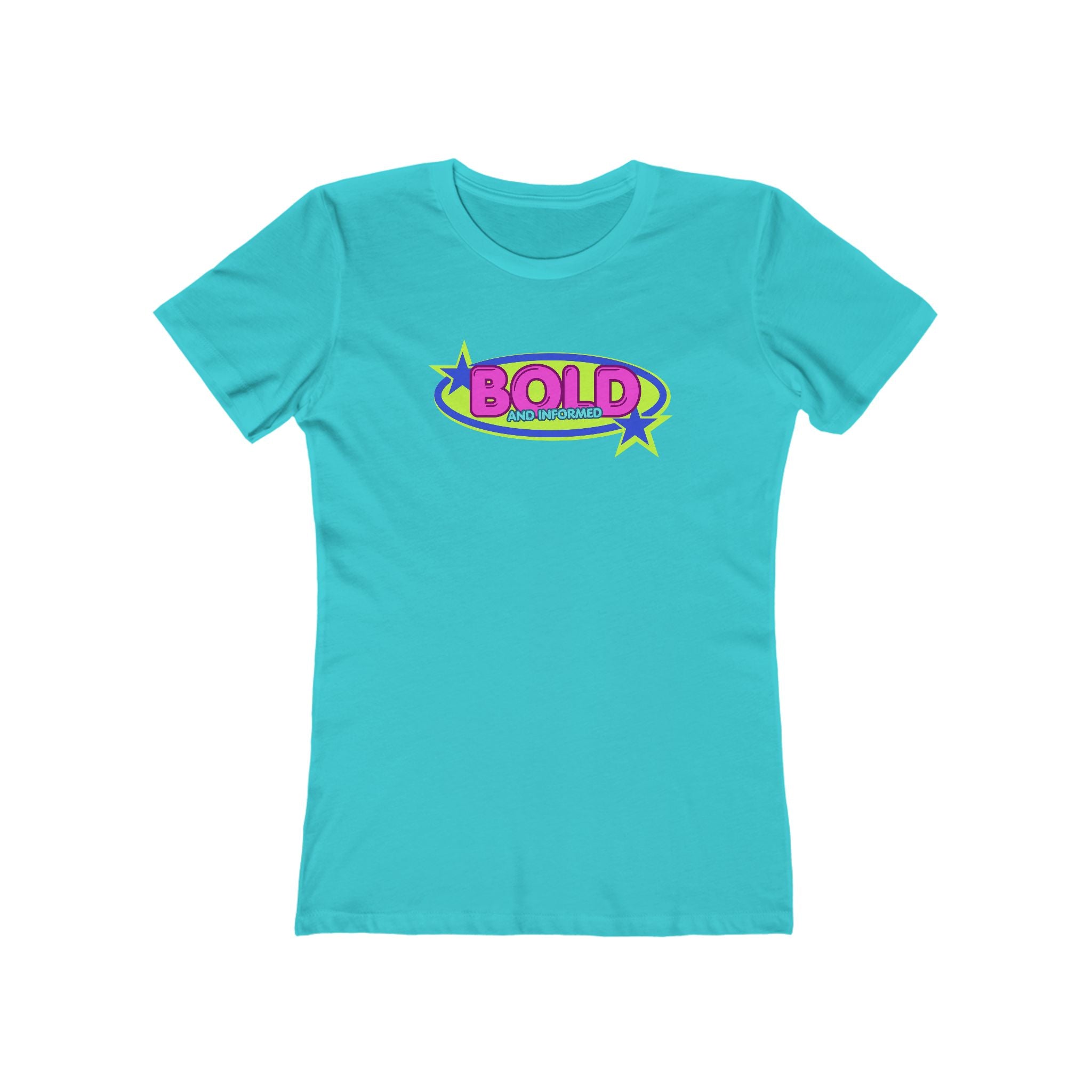 Bold Retro Graphic Boyfriend Tee for Women – 'BOLD' Neon Logo Casual Shirt