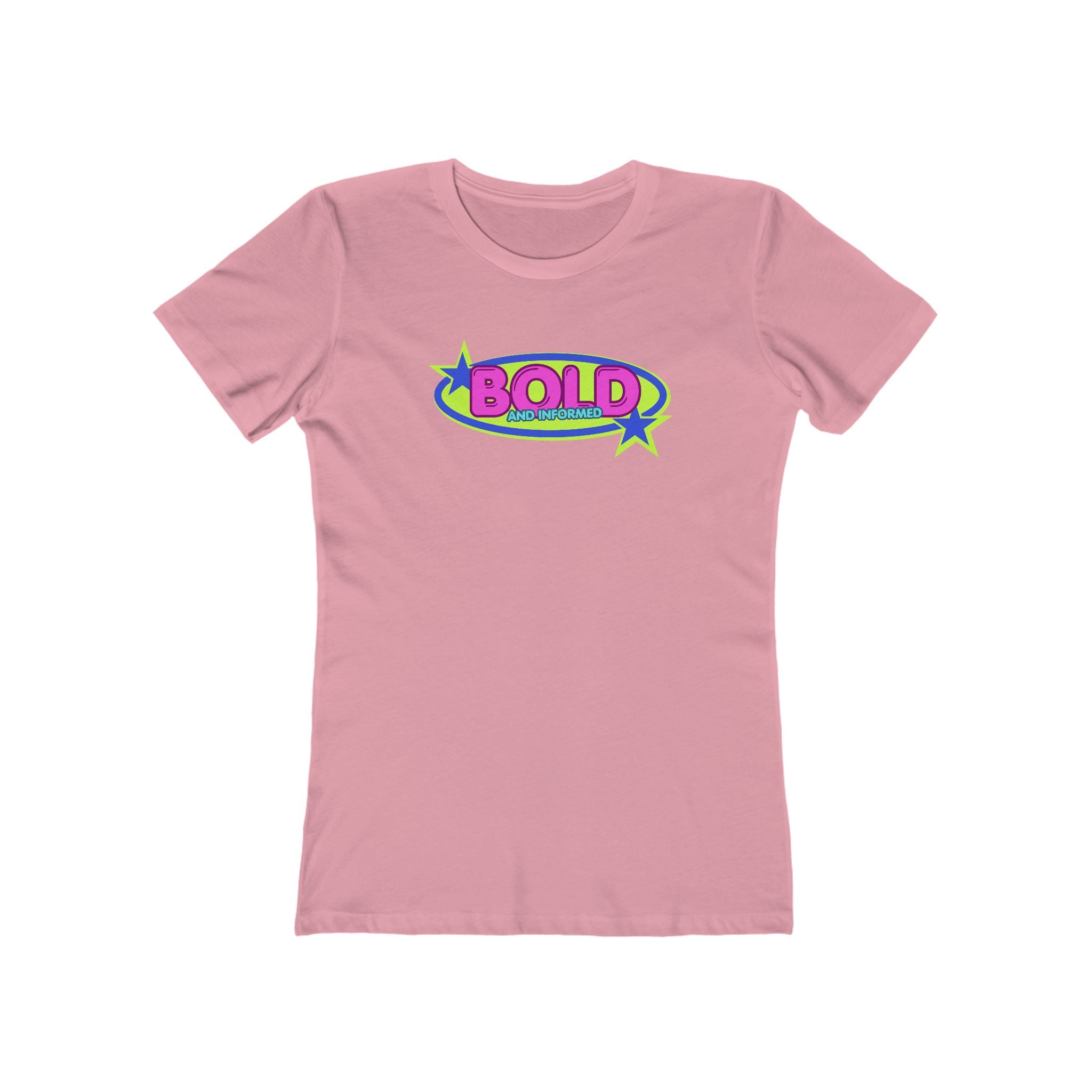 Bold Retro Graphic Boyfriend Tee for Women – 'BOLD' Neon Logo Casual Shirt