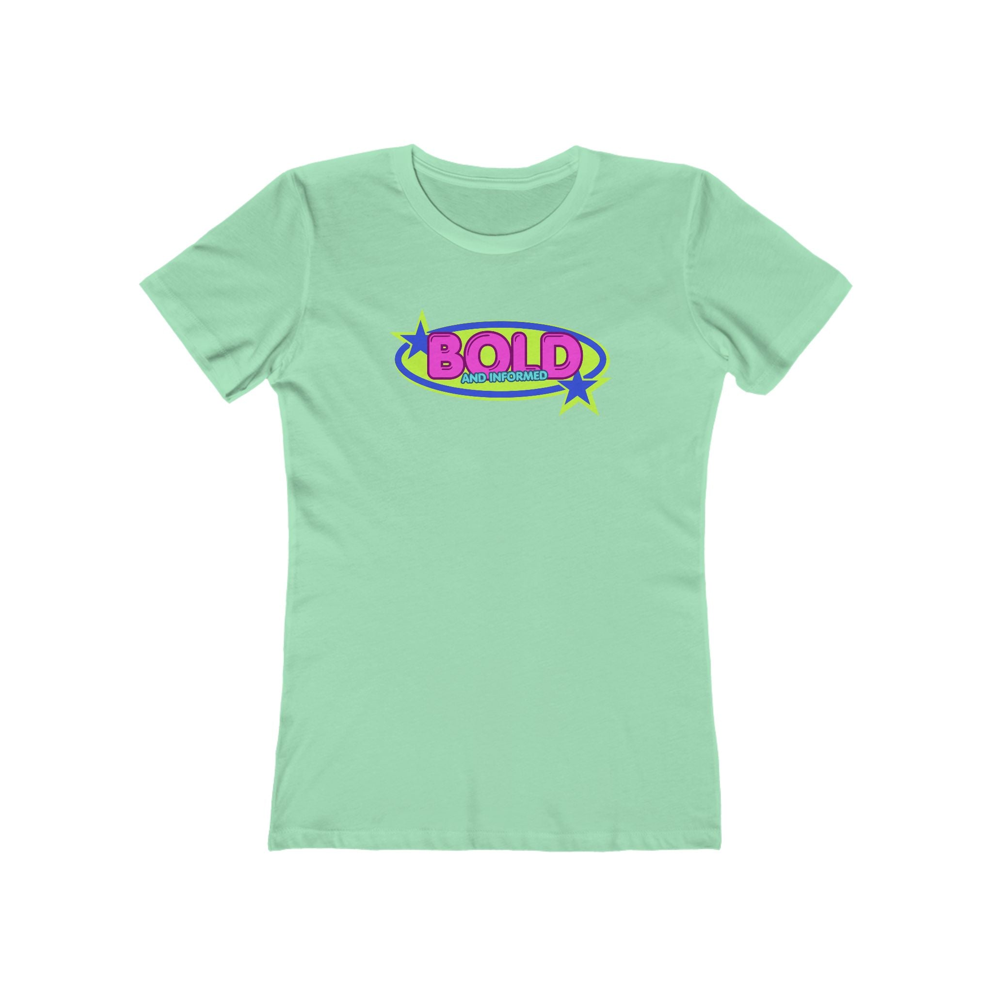Bold Retro Graphic Boyfriend Tee for Women – 'BOLD' Neon Logo Casual Shirt