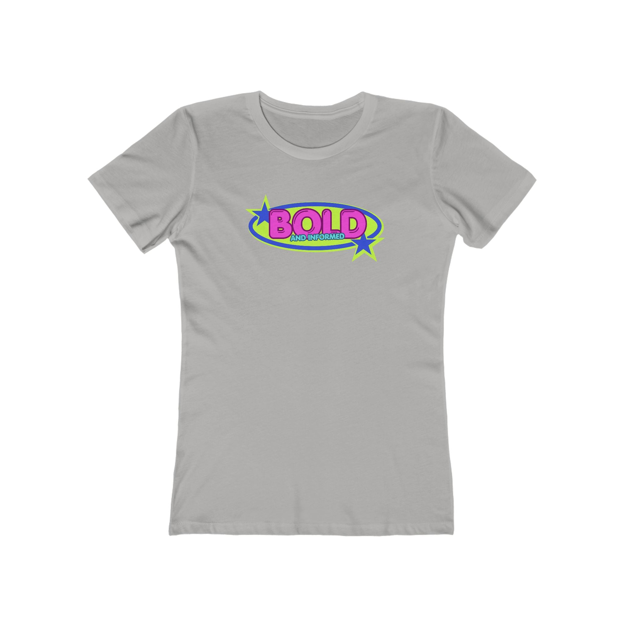 Bold Retro Graphic Boyfriend Tee for Women – 'BOLD' Neon Logo Casual Shirt