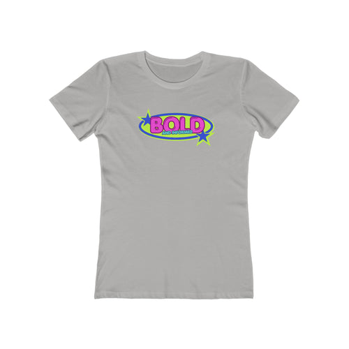 Bold Retro Graphic Boyfriend Tee for Women – 'BOLD' Neon Logo Casual Shirt