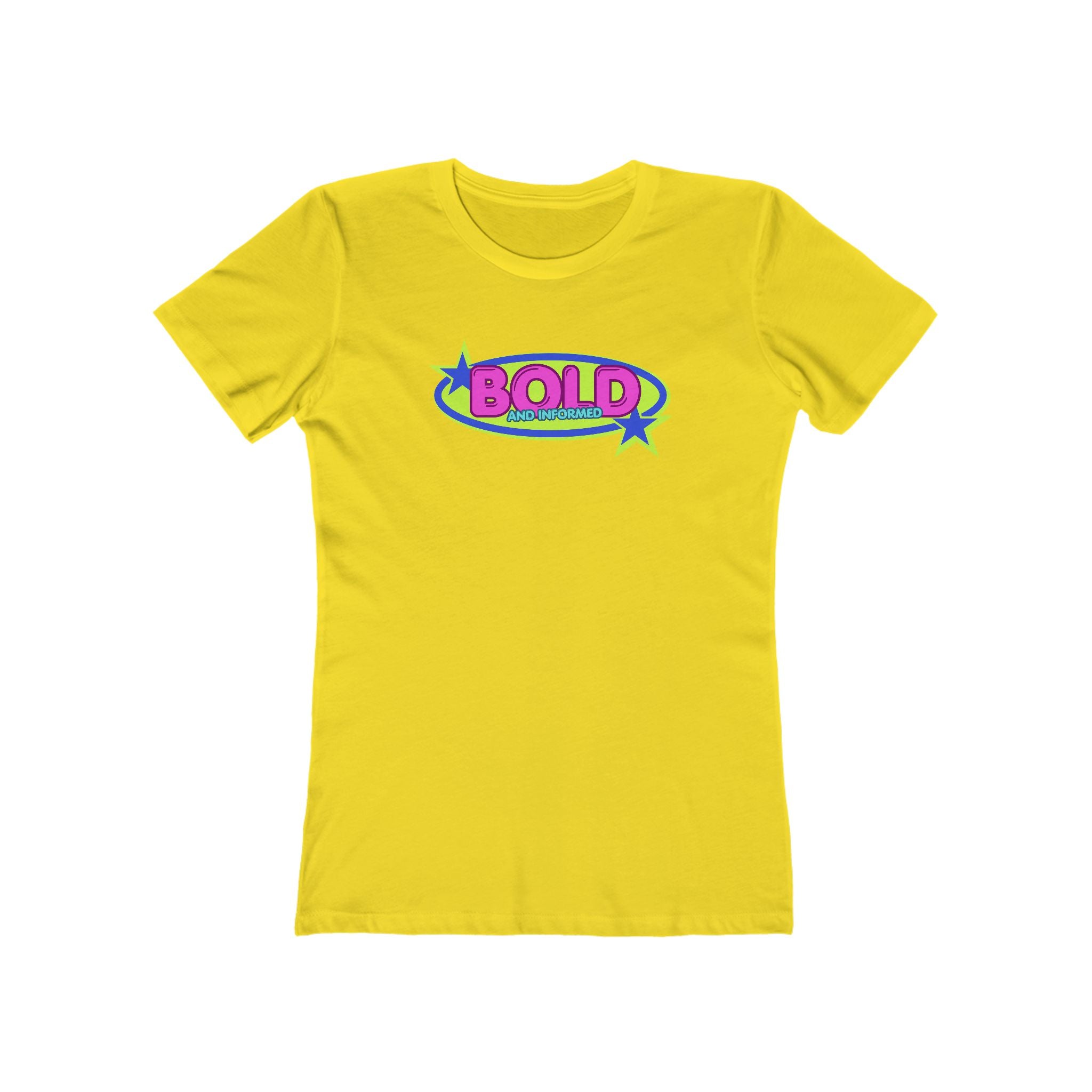 Bold Retro Graphic Boyfriend Tee for Women – 'BOLD' Neon Logo Casual Shirt