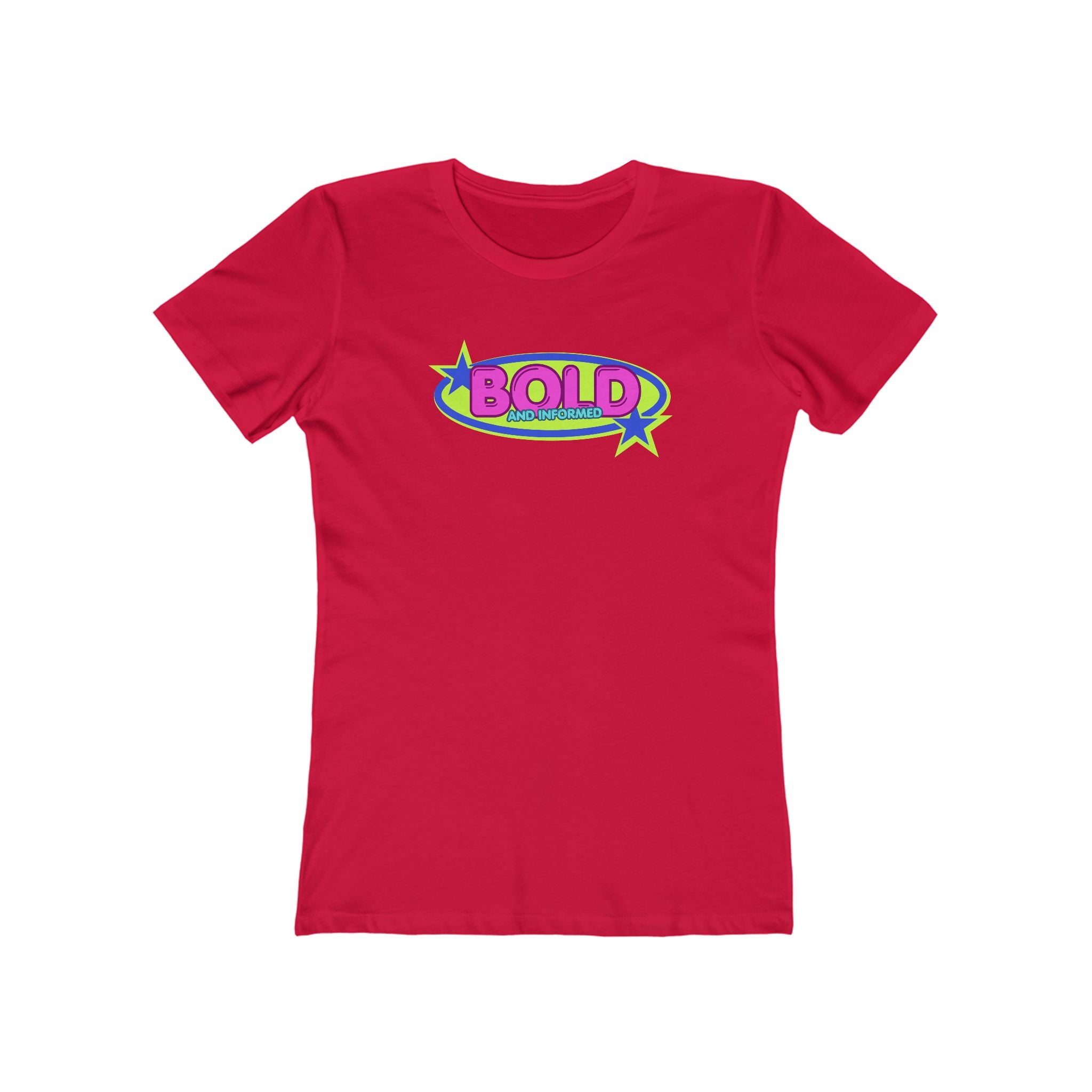 Bold Retro Graphic Boyfriend Tee for Women – 'BOLD' Neon Logo Casual Shirt