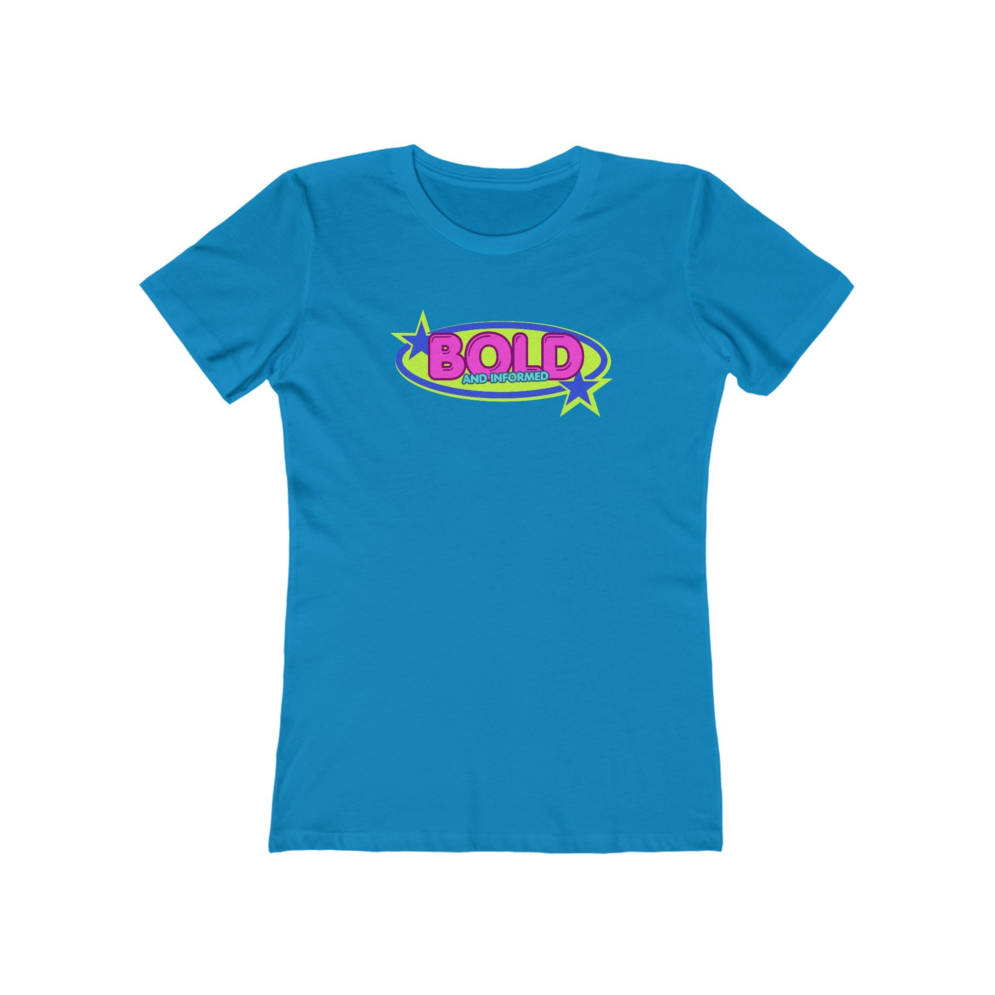 Bold Retro Graphic Boyfriend Tee for Women – 'BOLD' Neon Logo Casual Shirt